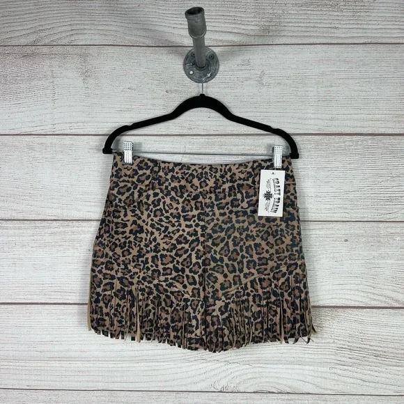 Crazy Train Women's Cheetah Printed Boho Fringe Shorts Size XL - Picture 1 of 7
